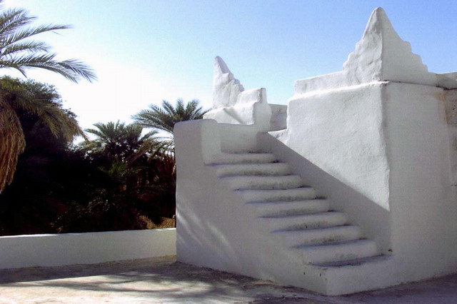 Stairs on roof terrace, after restoration