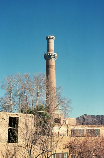 Exterior view from southwest, showing minaret
