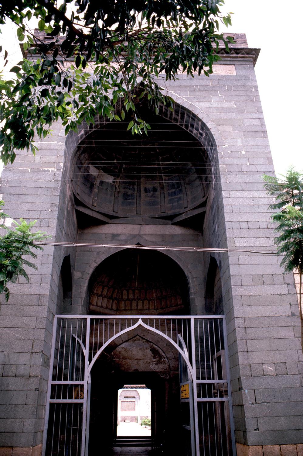 View of the three nestled niches of the entry portal