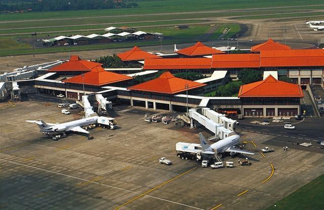 Aerial view of departure lounges