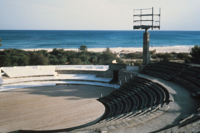 Elevated view of sea-side amphitheater
