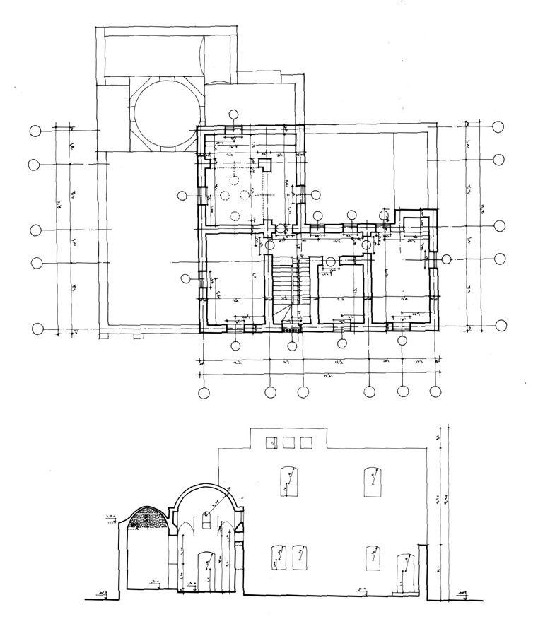 Working drawing: first floor unit 1 plan/section