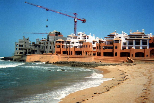 Bouznika Kasbah - General view during construction, from Bouznika bay