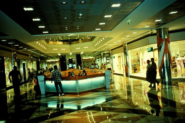 Interior view with info desk at center