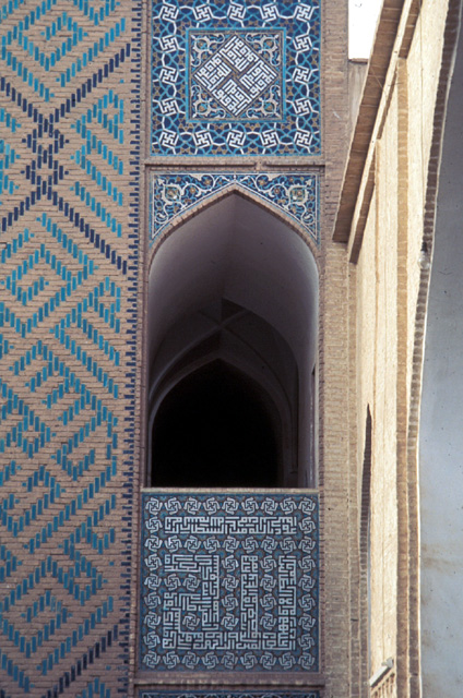 Mosaic tile panel on south iwan