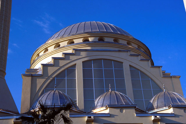 Exterior detail showing glazing below dome