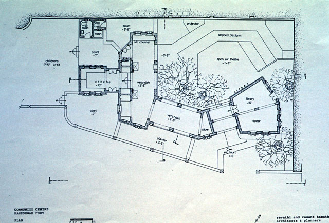 Community Center - B&amp;W drawing, ground floor plan