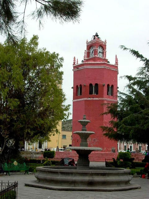Exterior view of tower with fountain in the foreground