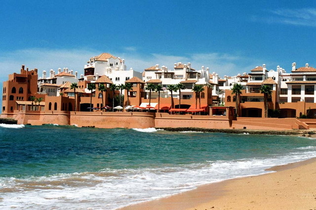 Bouznika Kasbah - General view from Bouznika beach, showing sea walls