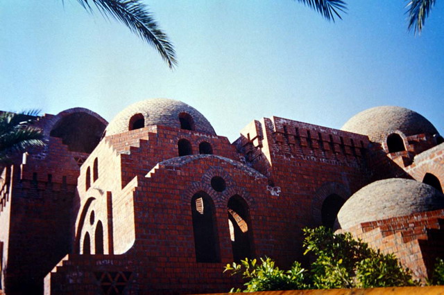 Exterior view showing domed rooms with corbelled corners