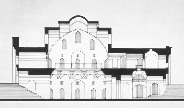 B&W drawing, section