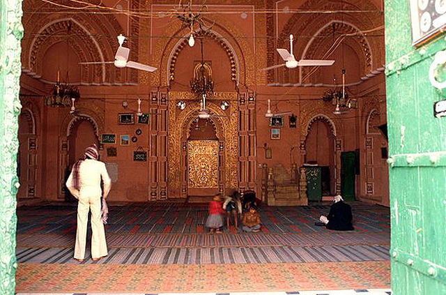 Interior view of mosque from entrance