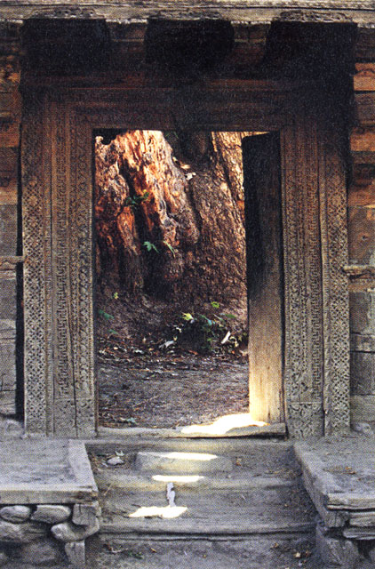 Doorway with carved wooden frame