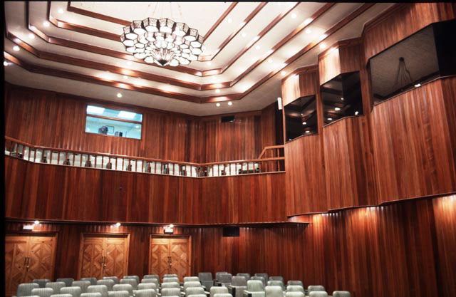 Interior view of auditorium, showing balconies and ptojection room