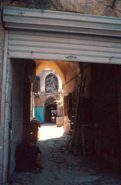 Khan al-Misriyyin - Entrance, looking east from the Tarbiah residential quarter