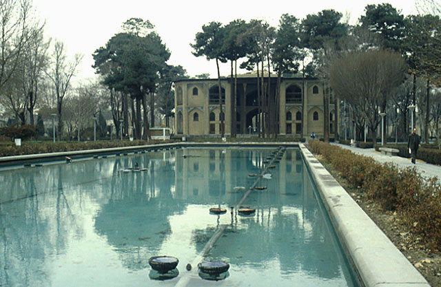 View of east façade with pool.