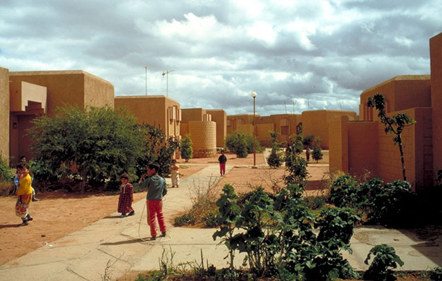 Open space between the housing units