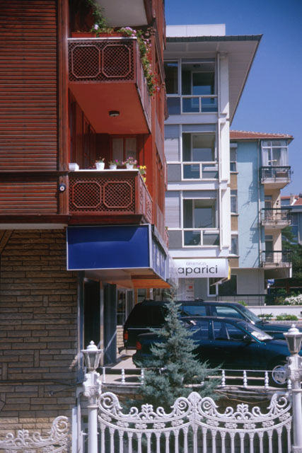 Exterior view showing stacking of balconies