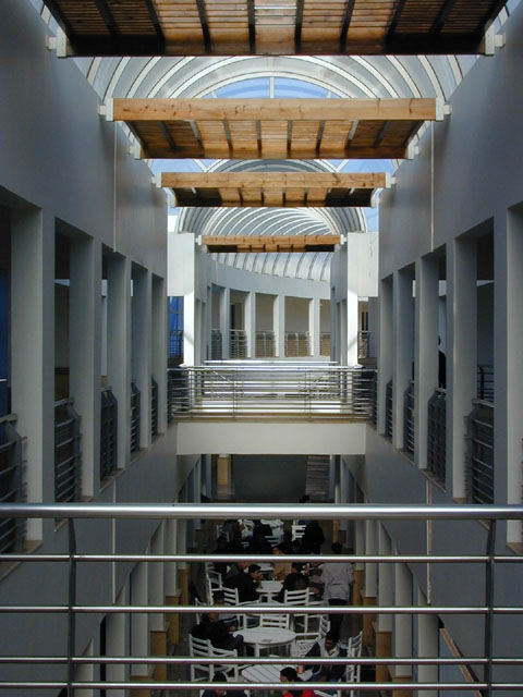 Interior view of atrium with skylight