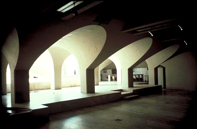 Interior, view to vaulted ceiling structure