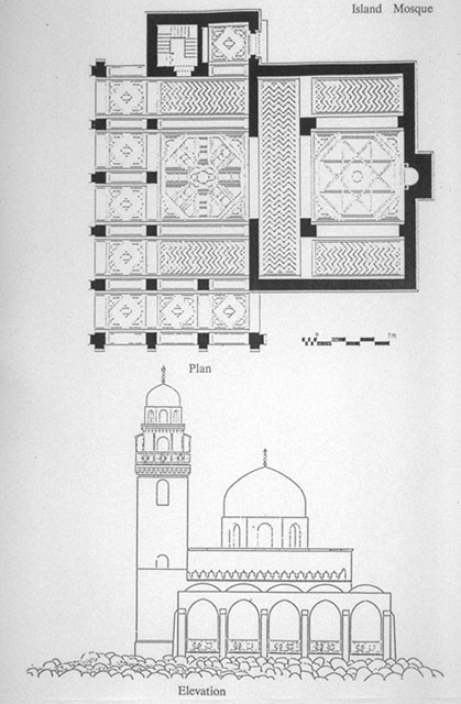 B&W drawing, ground floor plan and elevation