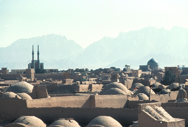 The Tekiye's silhouette commanding Yazd's skyline