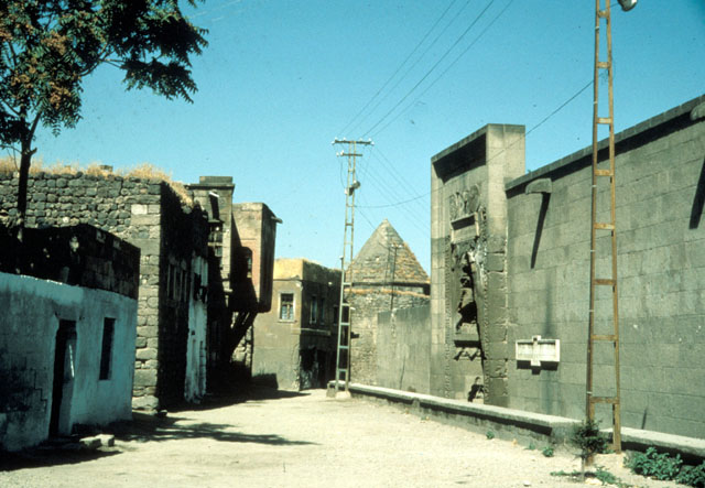 View looking down street, with hospital entrance of Çifte Madrasa seen to the right