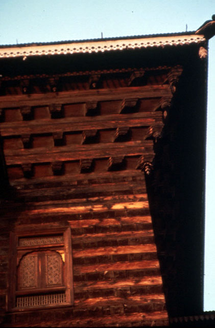 Detail, wood, corbelled, cornice of the roof