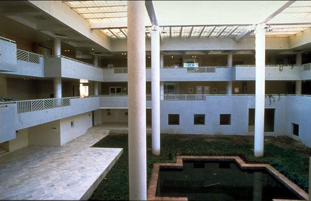 Courtyard surrounded by offices
