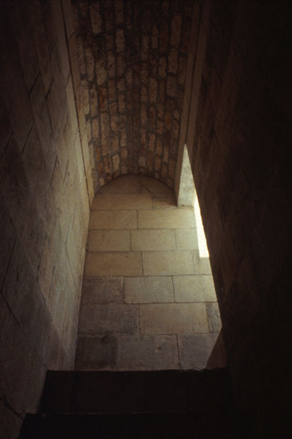 Interior detail showing vaulted staircase