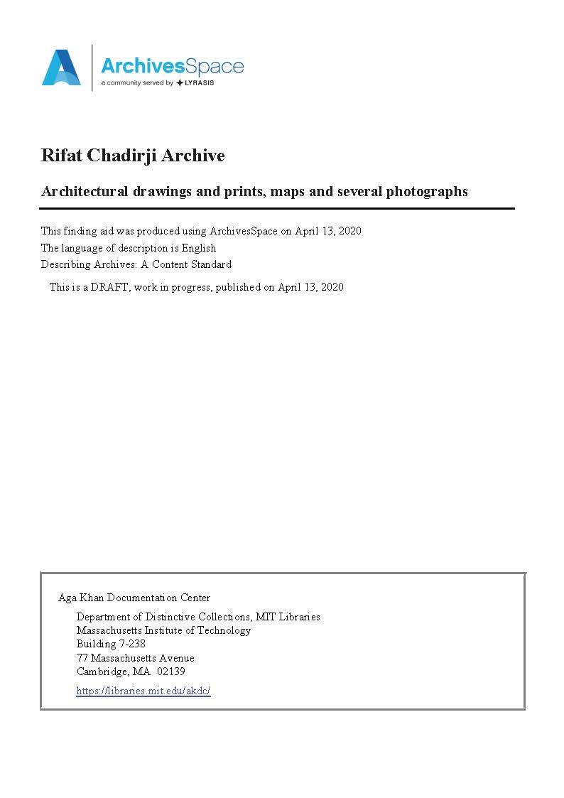 Rifat Chadirji Archive finding aid