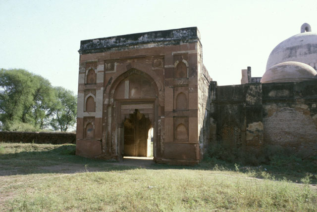 North façade of stone gateway