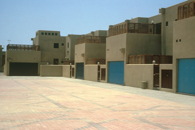 Exterior view showing car garages