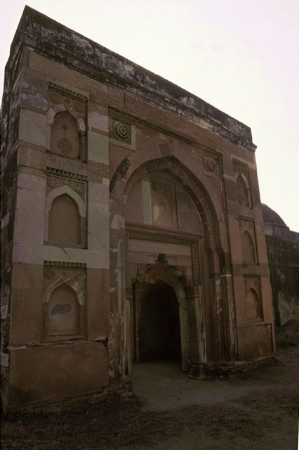 North façade of stone gateway