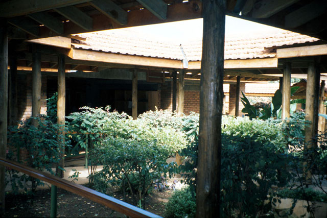 Exterior view form portico into courtyard