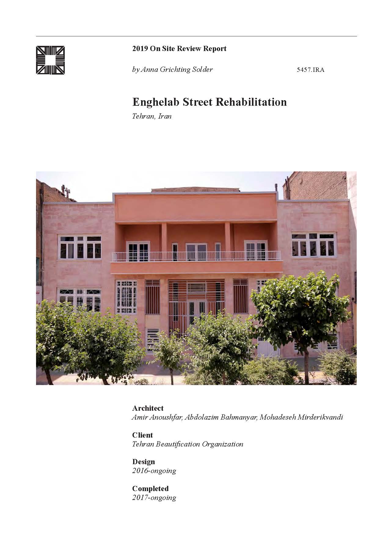 Enghelab Street Rehabilitation On-site Review Report