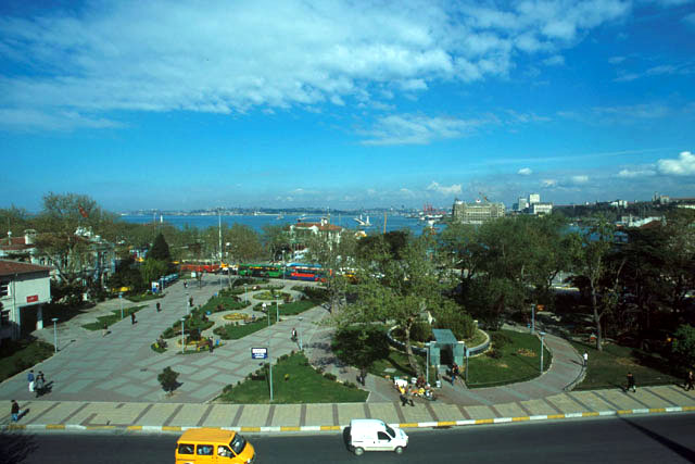 Aerial view looking to the park toward the Bosphorus and the Sea of Marmara