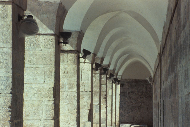 Interior view along vaulted corridor