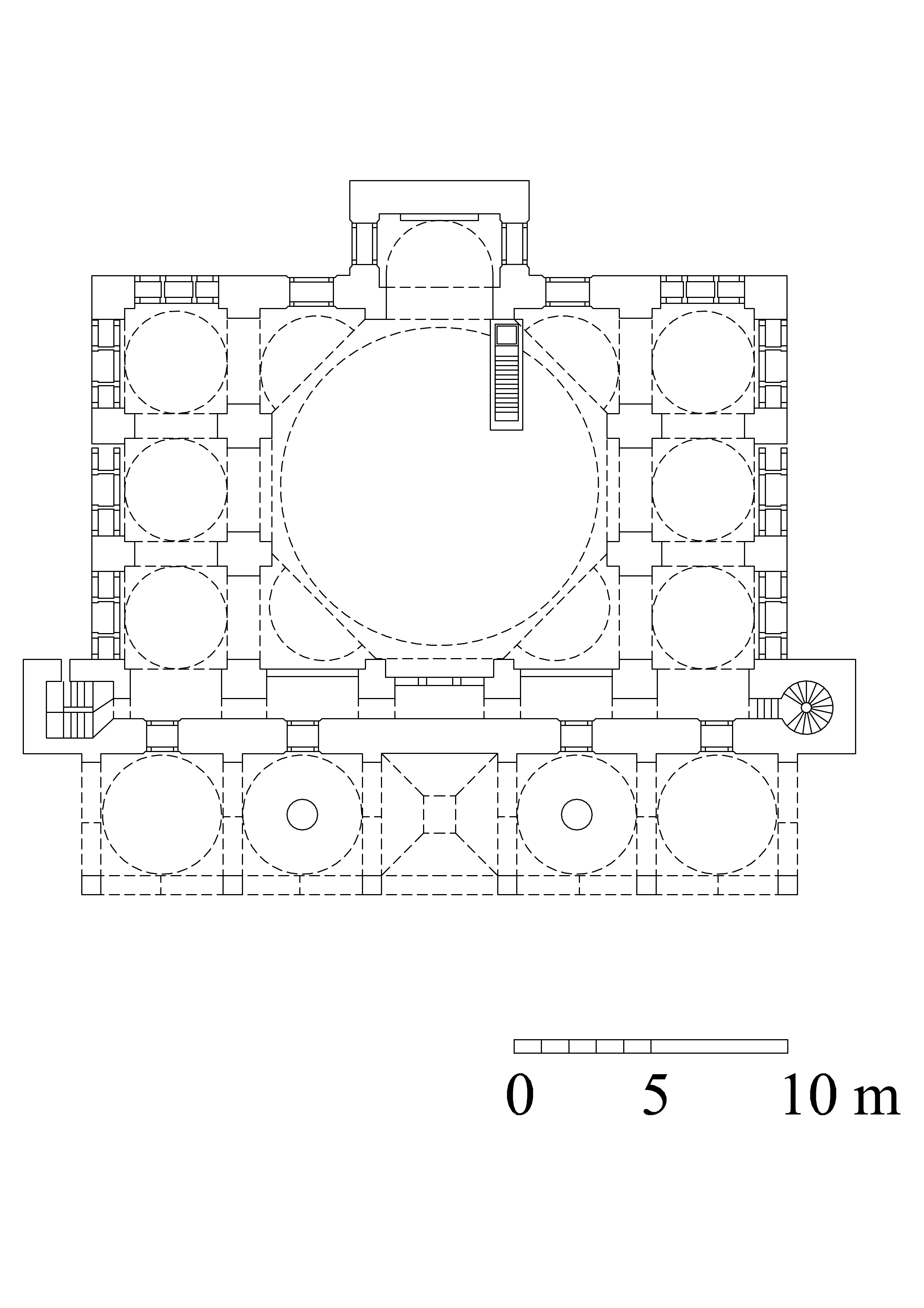 Mesih Mehmed Pasha Külliyesi - Floor plan of mosque, gallery level. DWG file in AutoCAD 2000 format. Click the download button to download a zipped file containing the .dwg file.