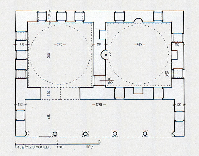 II. Bayezid Külliyesi (Istanbul) - Floor plan of the Quranic school (mekteb)