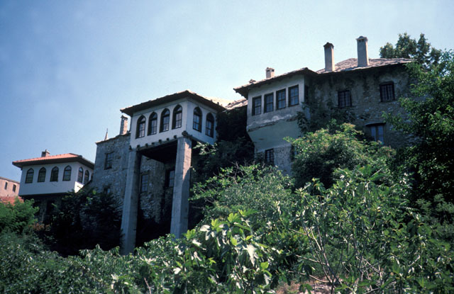 Exterior view of the sixteenth century Biscevica House from the river