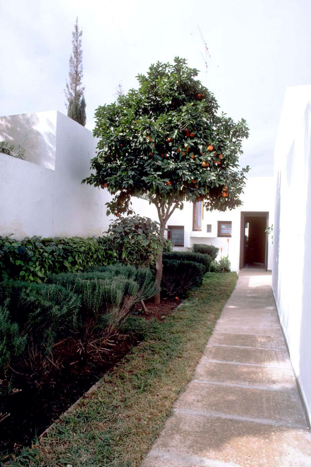 <p>A walkway to an entrance court of a private residence</p>