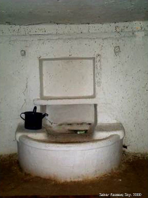 Interior, plaster washbasin