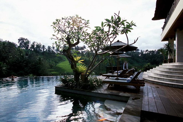 View of pool before villa