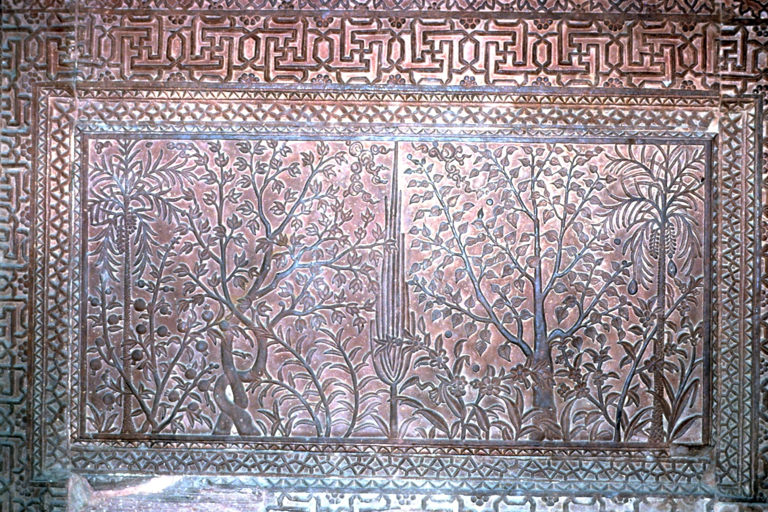 Interior detail of relief, with tree and vegetal motifs