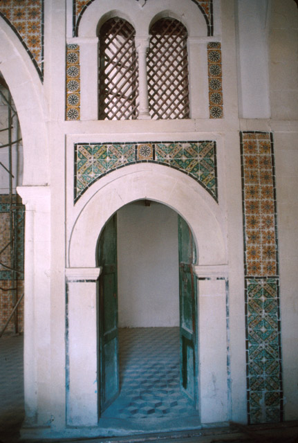Elevation of doorway and tile work