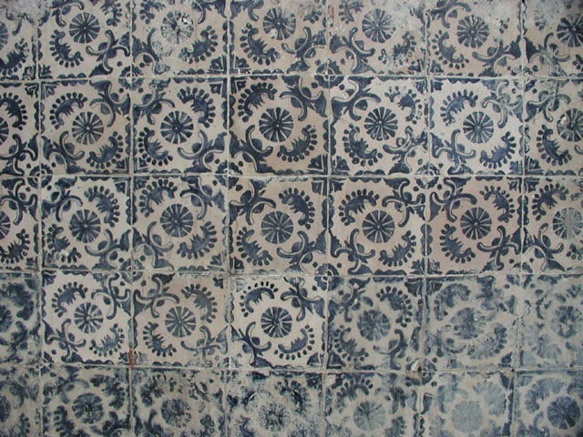 Detail of wall tiles at the warm room