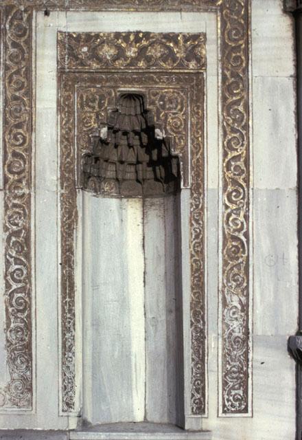 Detail showing muqarnas niche that flanks the southwest fountain