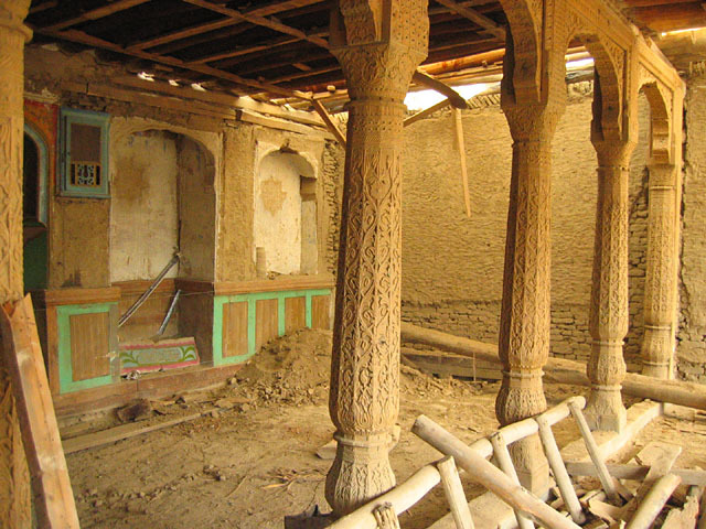 Interior view of the summer mosque during conservation