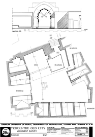 Khanqah Tarabulus - Drawing of the building, based on survey: Section B-B and plan.